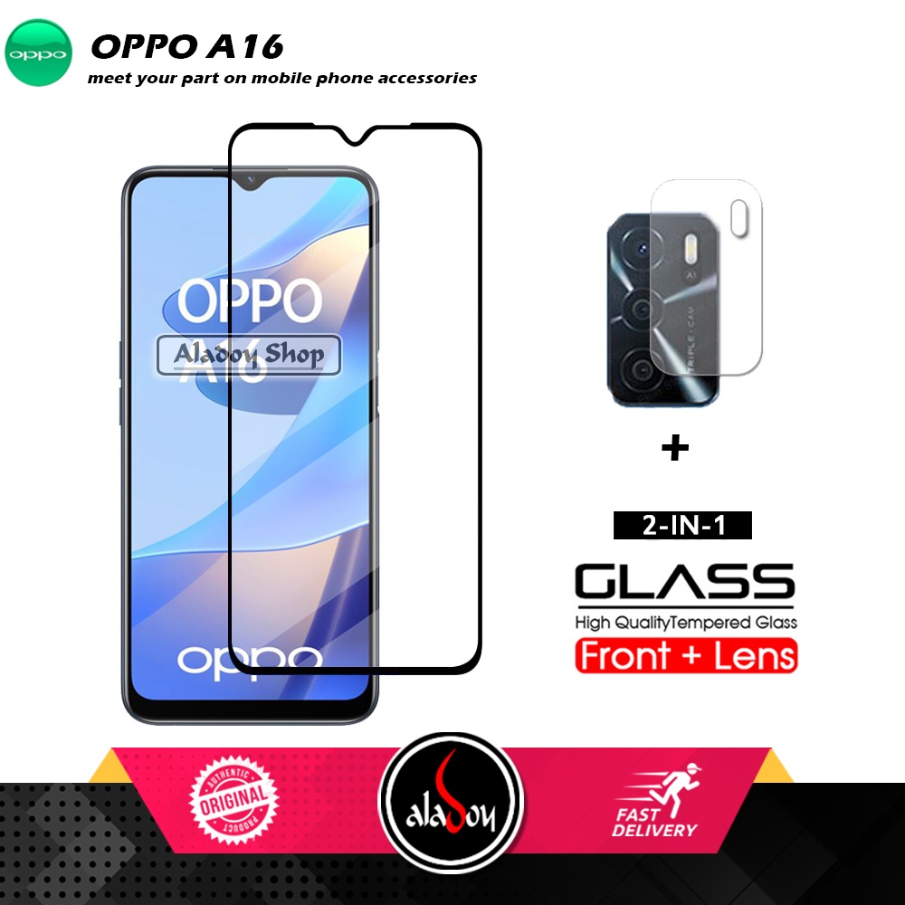 Tempered Glass Oppo A16 PAKET 2 IN 1 Tempered Glass Layar dan Camera