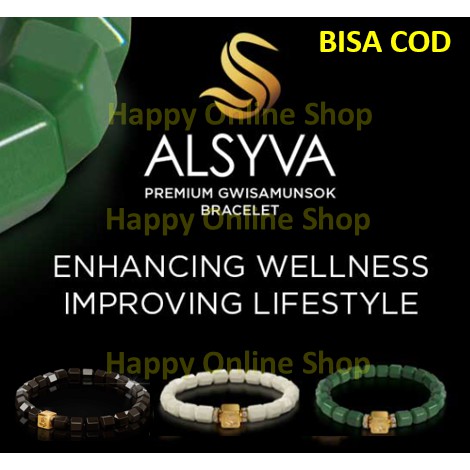 (COD) Alsyva - Gojeon Tourmaline Gelang - Kalung Kesehatan - Black - White - Green Jade Original