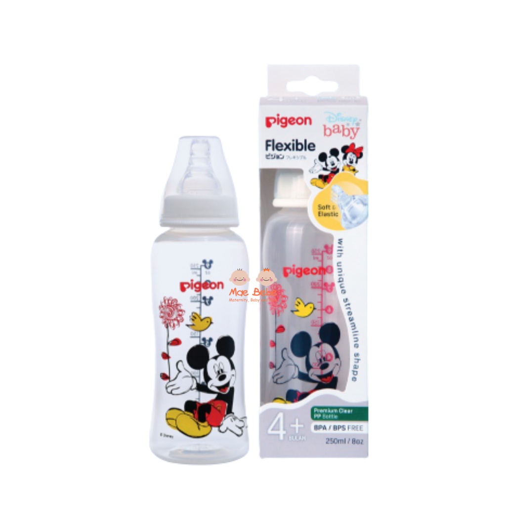 Pigeon Botol Susu Flexible Peristaltic Premium Crystal Clear PP Streamline Bottle Mickey Mouse 250ml