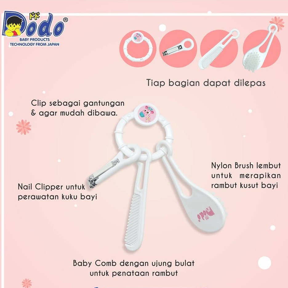 Grooming Set Isi 3 ( Sisir Bayi + Gunting Kuku ) BabyDodo BPA Free