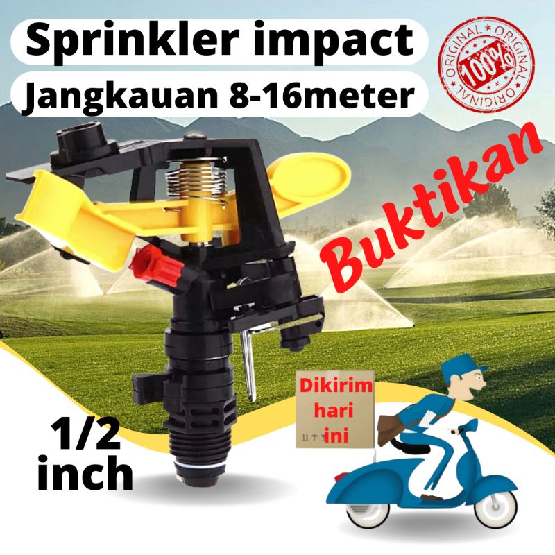 Impact Sprinkler Springkler Putar Taman/Kebun 1/2″ Penyiraman - Kuning shaestore15