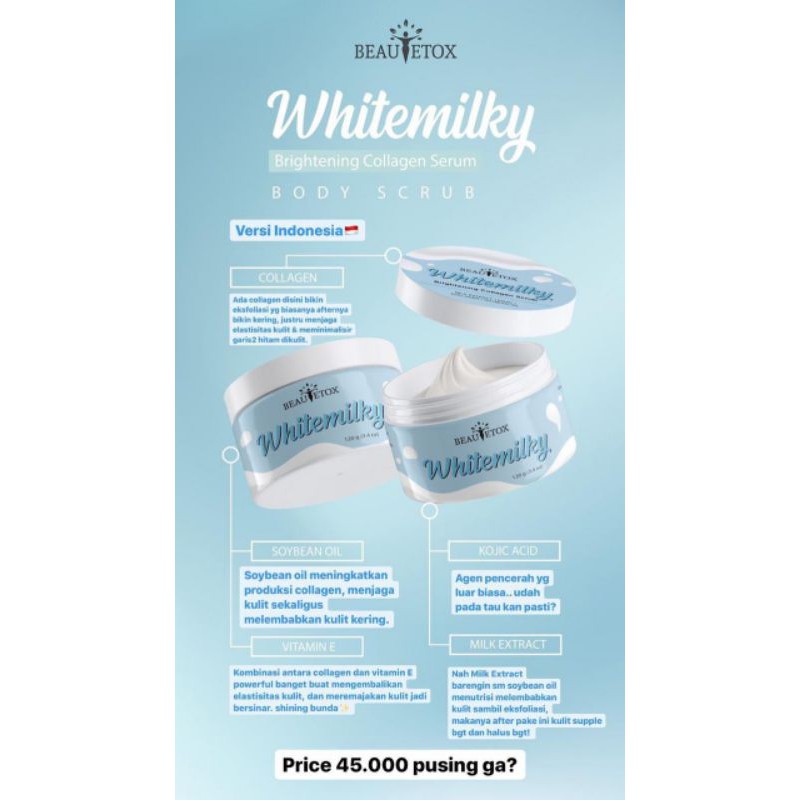 [ READY STOCK ] BODY SCRUB BY BEAUTETOX | WHITEMILKY | CHOCOWHITE | JASMINE