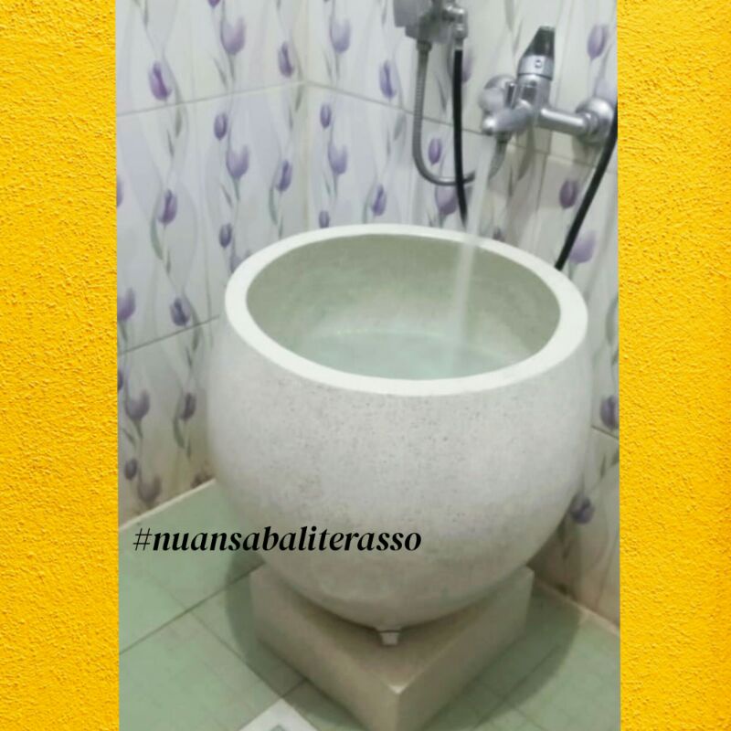 Bak Mandi Teraso, Bak Mandi Terazzo Bakul Putih Glossy BEST SELLER