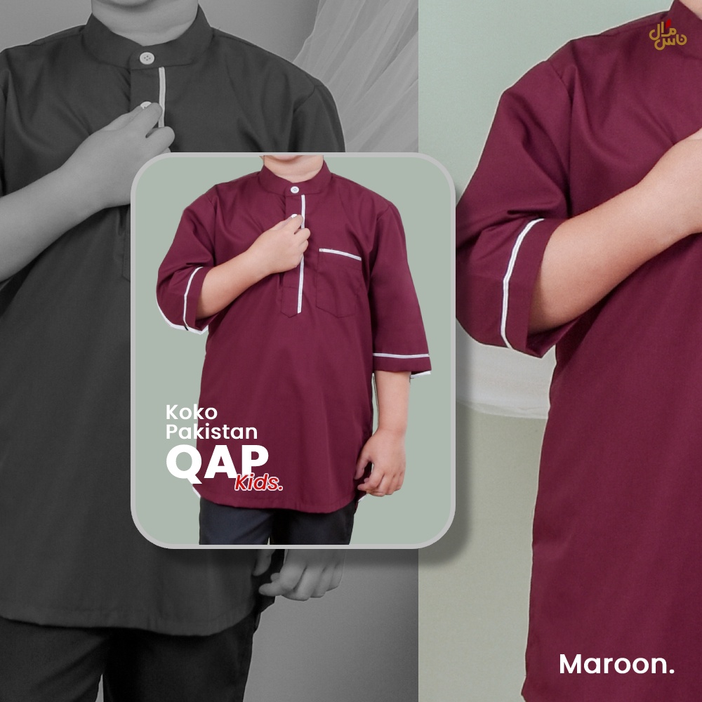 Baju Koko Anak Laki Laki Kurta Pakistan Model QAP Bahan Katun Original Qomishu