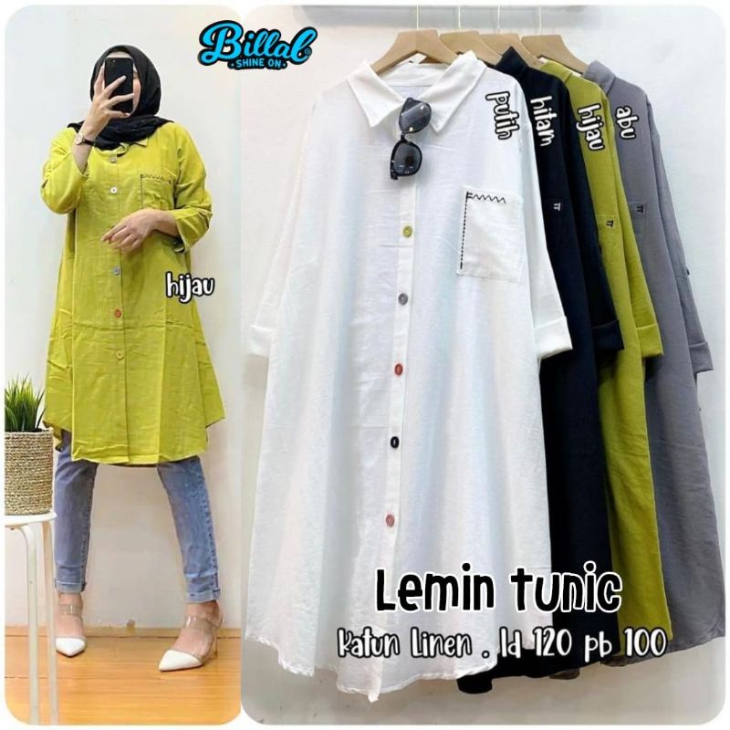 ATASAN WANITA MUSLIM BAHAN LINEN LD 122 LEMIN TUNIC Y BILLAL