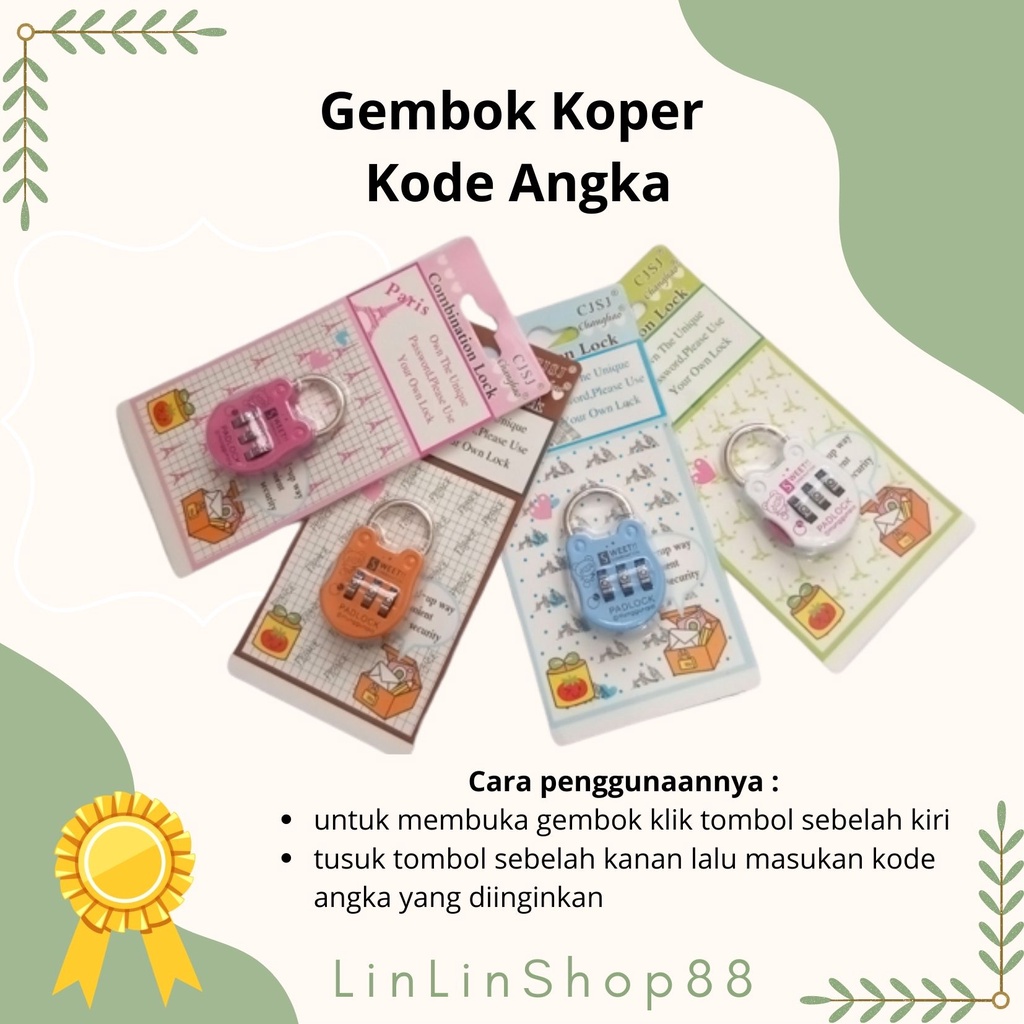 Kunci Gembok Kecil Tas Koper Travel Nomor Kode Angka Lucu Warna RANDOM