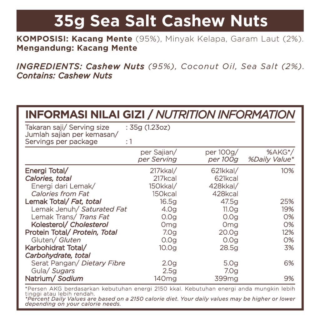 EAST BALI CASHEW - Sea Salt Cashew 35gr