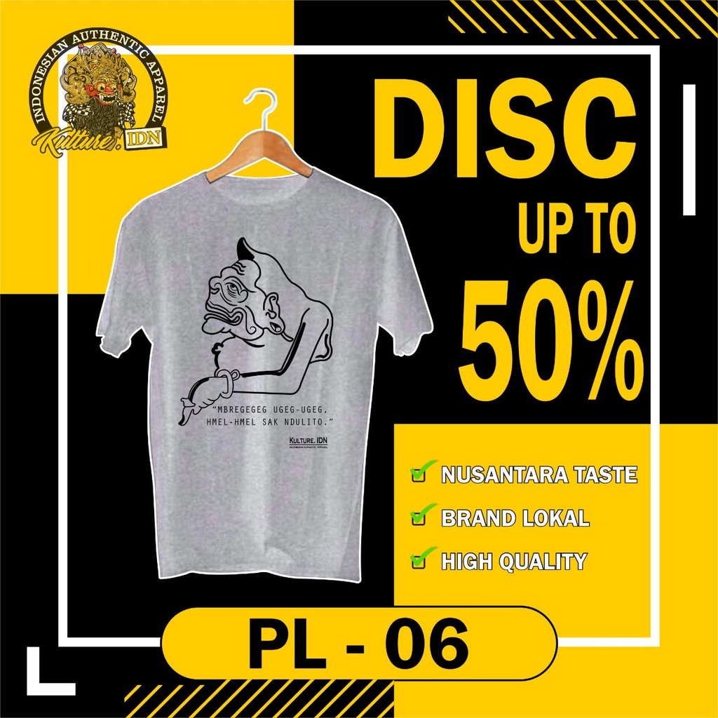 Kaos distro pria original KULTURE.IDN Casual T-shirt wanita Kaos dewasa Semar INDONESIA OUTFIT PL06