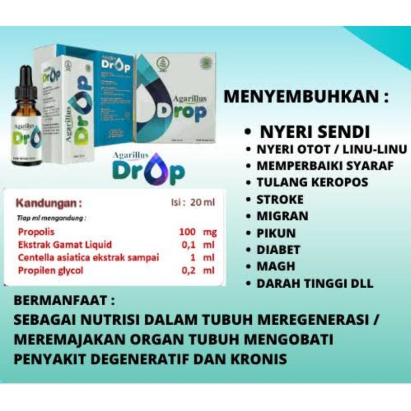 AGARILUS DROP HERBAL ANDALAN BERKUALITAS 100% ASLI, SUDAH BER BPOM (untuk kecerdasan otak, mengobati
