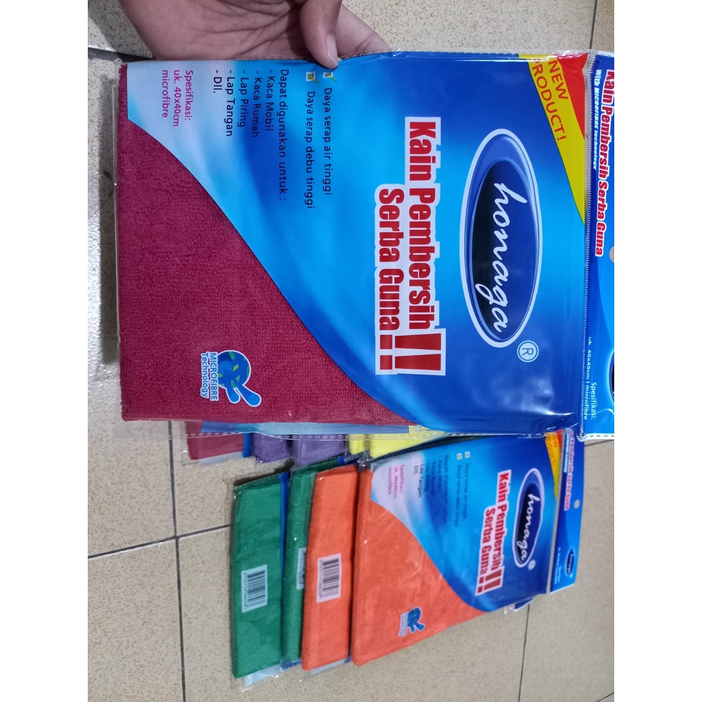 Kain Lap Pembersih Microfiber Honaga 40x40 Tebal 320GSM / Handuk Microfiber Jumbo