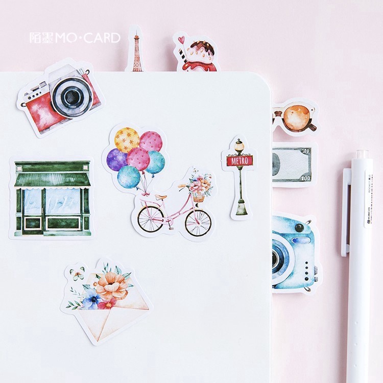 45 pcs Stickers TRAVEL Deco Diary DIY ScrapBook Planner Bujo  Journal-stiker lucu murah aesthetic