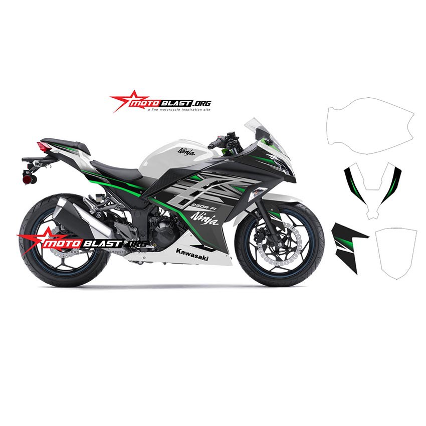Decal Stiker Ninja 250R FI WHITE RR MONO LIVERY