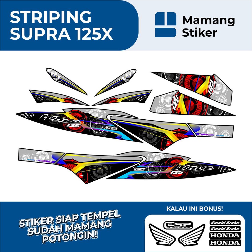 STRIPING SUPRA X 125 VARIASI 21/STICKER SUPRA X125 FI WAVE 2007 2008 2009 2010 LAMA/STIKER LIS HONDA
