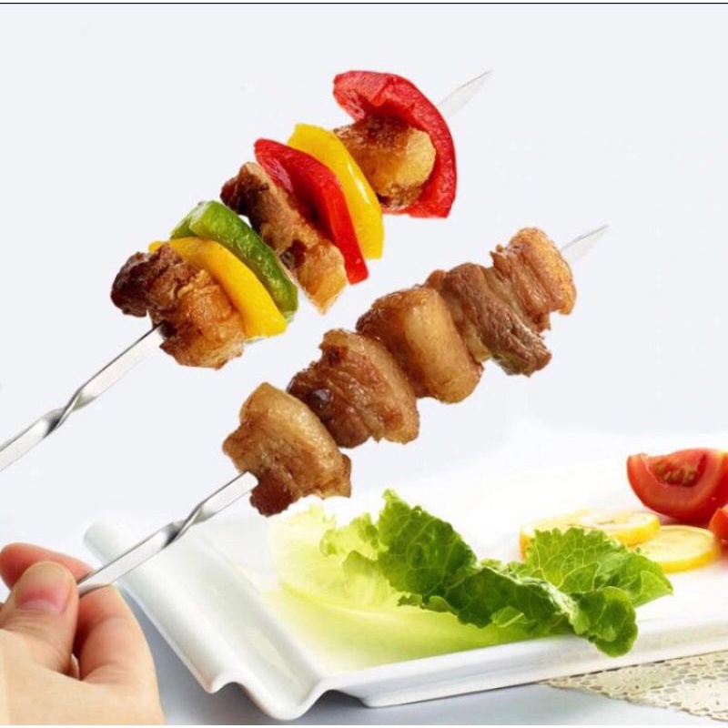 COD SM88 tusuk sate GAGANG STAINLESS BBQ TUSUK SATE STENLESS ALAT TUSUK SATE BBQ SKEWER BBQ