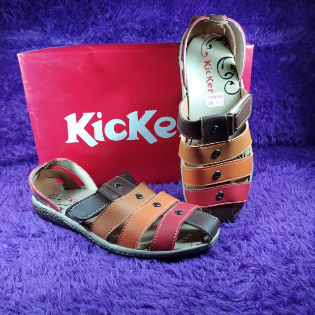 SANDAL CASUAL WANITA KICKERS SENDAL FLAT KASUAL JEPIT SELOP SLOP SLIP ON JAPIT CEWEK TALI