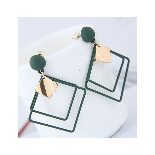 LRC Anting Tusuk Fashion Square Shape Decorated Earrings A56288