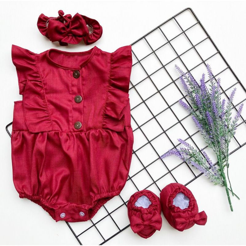hampers baju bayi perempuan kado baju bayi perempuan paket hadiah kado bayi-Polos maroon