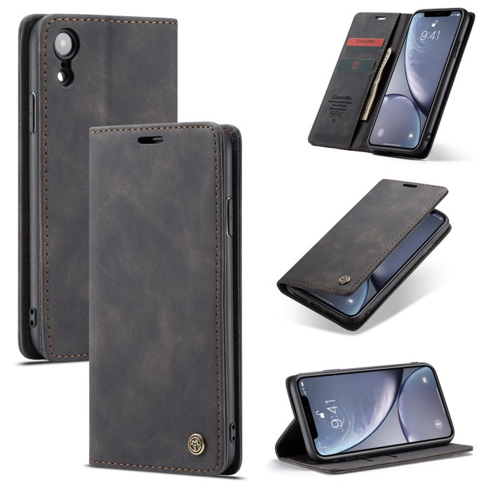 IPHONE XR LEATHER FLIP WALLET CASE DOMPET MAGNETIC COVER