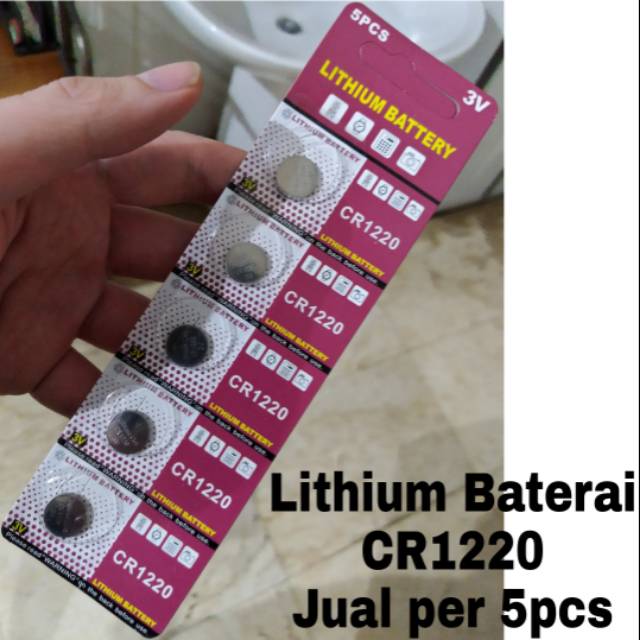 Baterai battery batere Lithium CR1220 3v 1strip isi 5 pcs