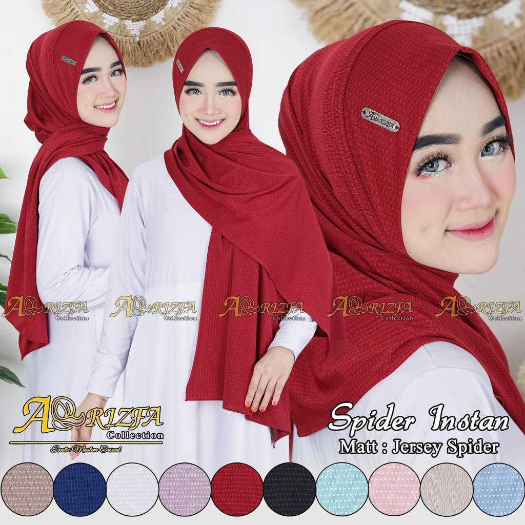 HIJAB PASMINA INSTAN  SPIDER ORIGINAL ARIZFA | HIJAB PASMINA SPIDER JERSEY SPIDER BEST SELLER 175 X75 CM