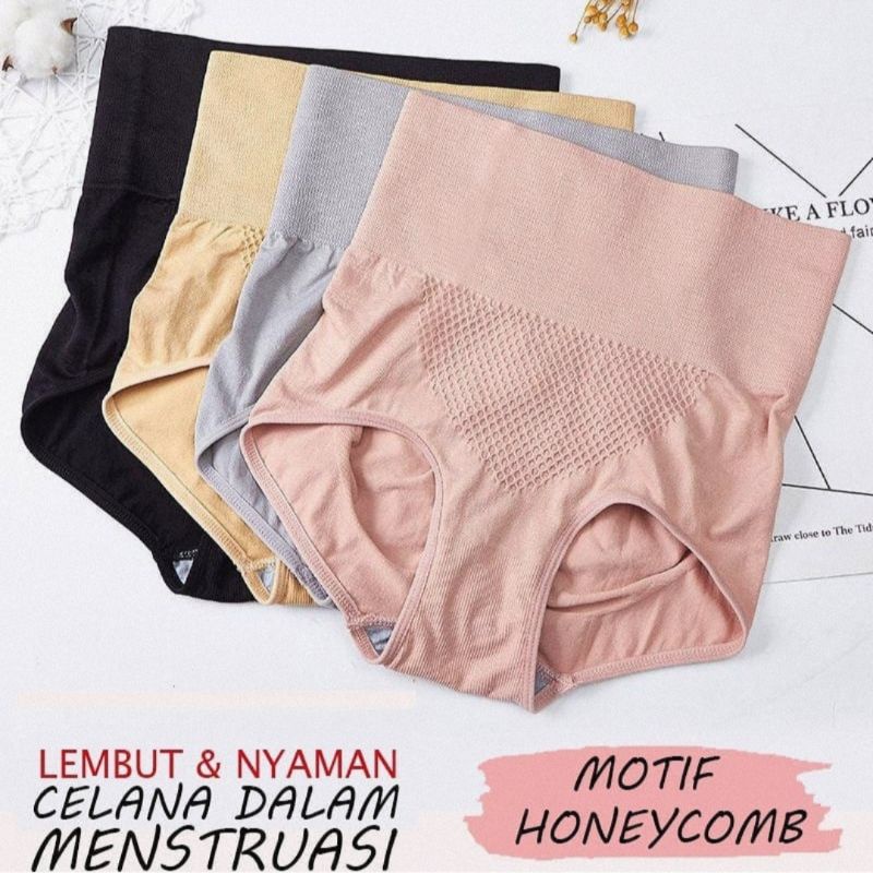 CELANA DALAM WANITA SEAMLESS HIGH WAIST &amp; STANDART MOTIF HONEYCOMB 3D