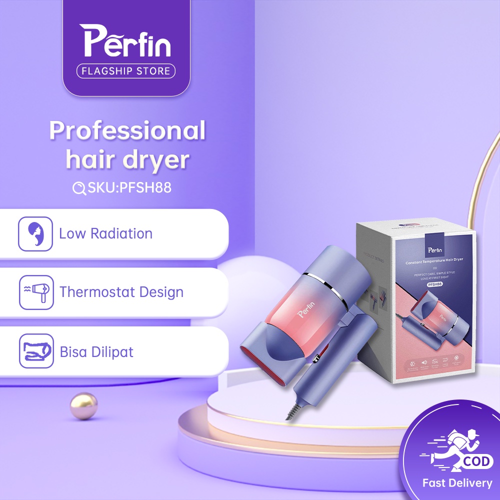 Perfin PFSH88 Hair Dryer dapat dilipat Gradien ungu