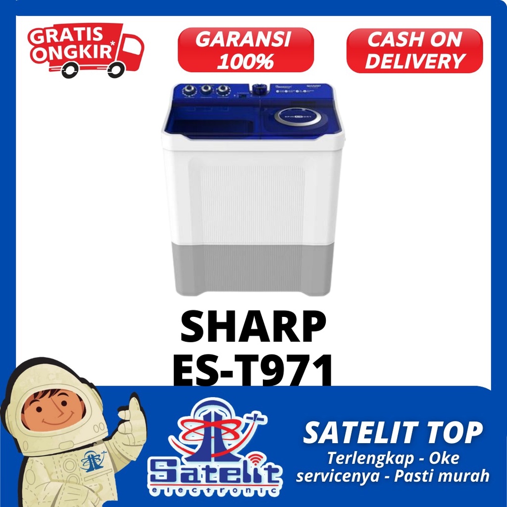 MESIN CUCI / WASHING MACHINE / ALAT CUCI PAKAIAN 2 TABUNG SHARP EST971DM