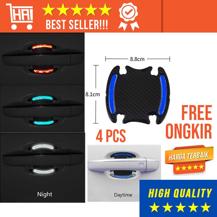 STICKER REFLECTIVE PELINDUNG GAGANG PINTU MOBIL CAR WINDOW STIKER CARBON FIBER MATA KUCING VARIASI