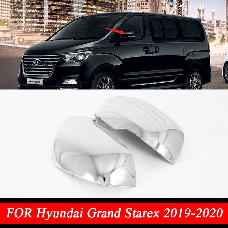 Xuming Penutup Kaca Spion Mobil Pola Serat Karbon, Lis Penutup Kaca Spion Perak Krom H 1 untuk Hyundai Grand Starex 2019 2021