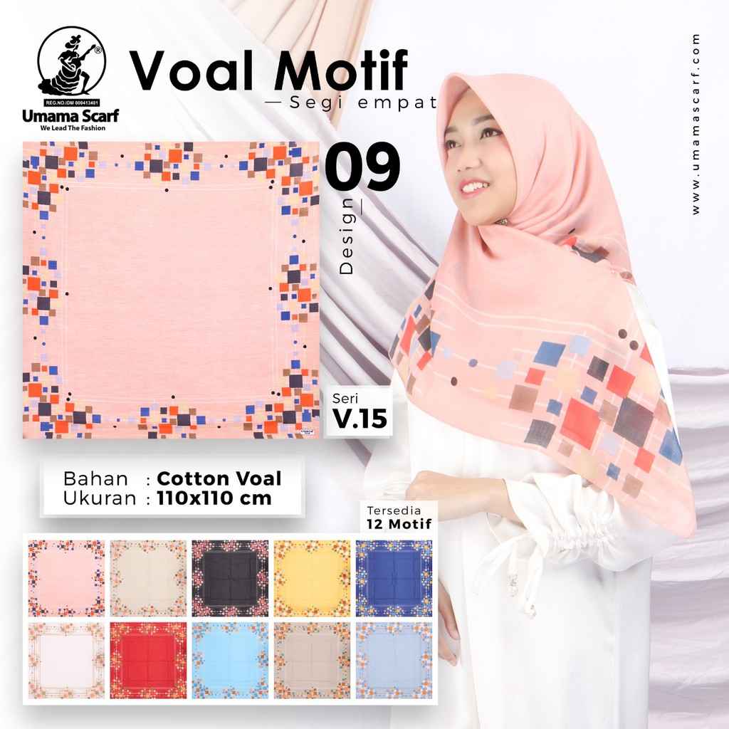 Grosir 10 Pcs Hijab Segi Empat Voal Motif 09 Bahan Cotton Voal - By Umama