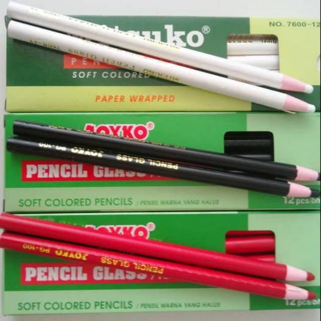 JI-pensil glass /kapur joyko/   hitam/merah/kuning/putih/dll..