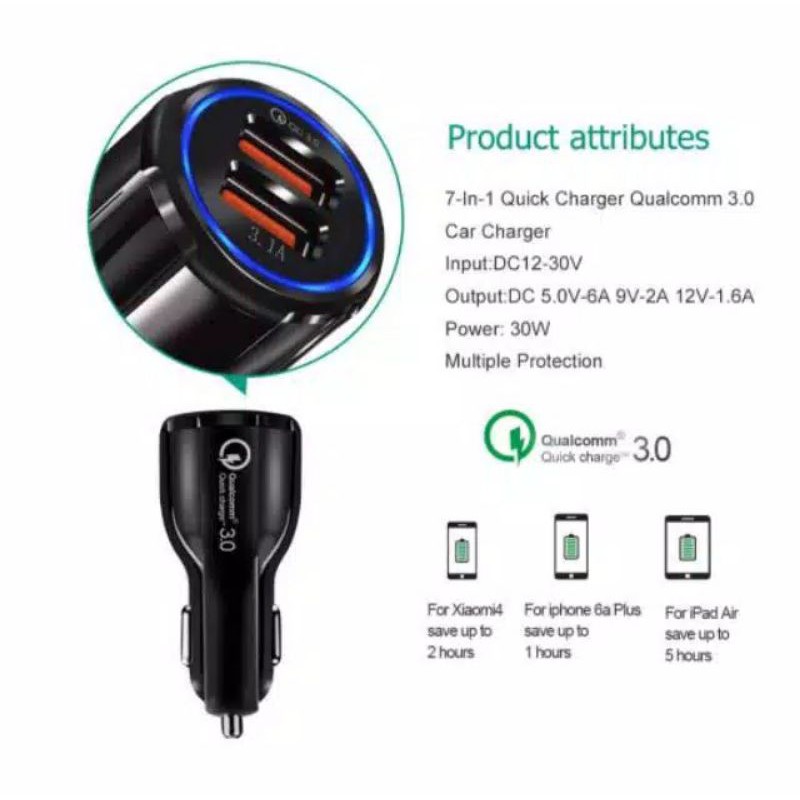 Joyseus Q1 Car Charger QC 3.0 Dual USB - charger mobil