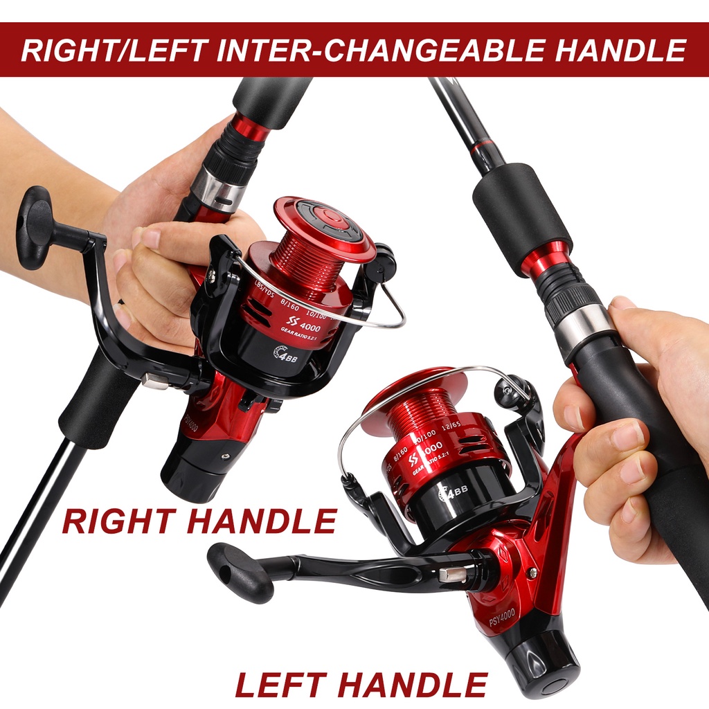 Set Pancing 2 Bagian 1.8M-2.1M Fishing Rod dan 5.2:1 Fishing Reel Set Umpan Line Full Combo