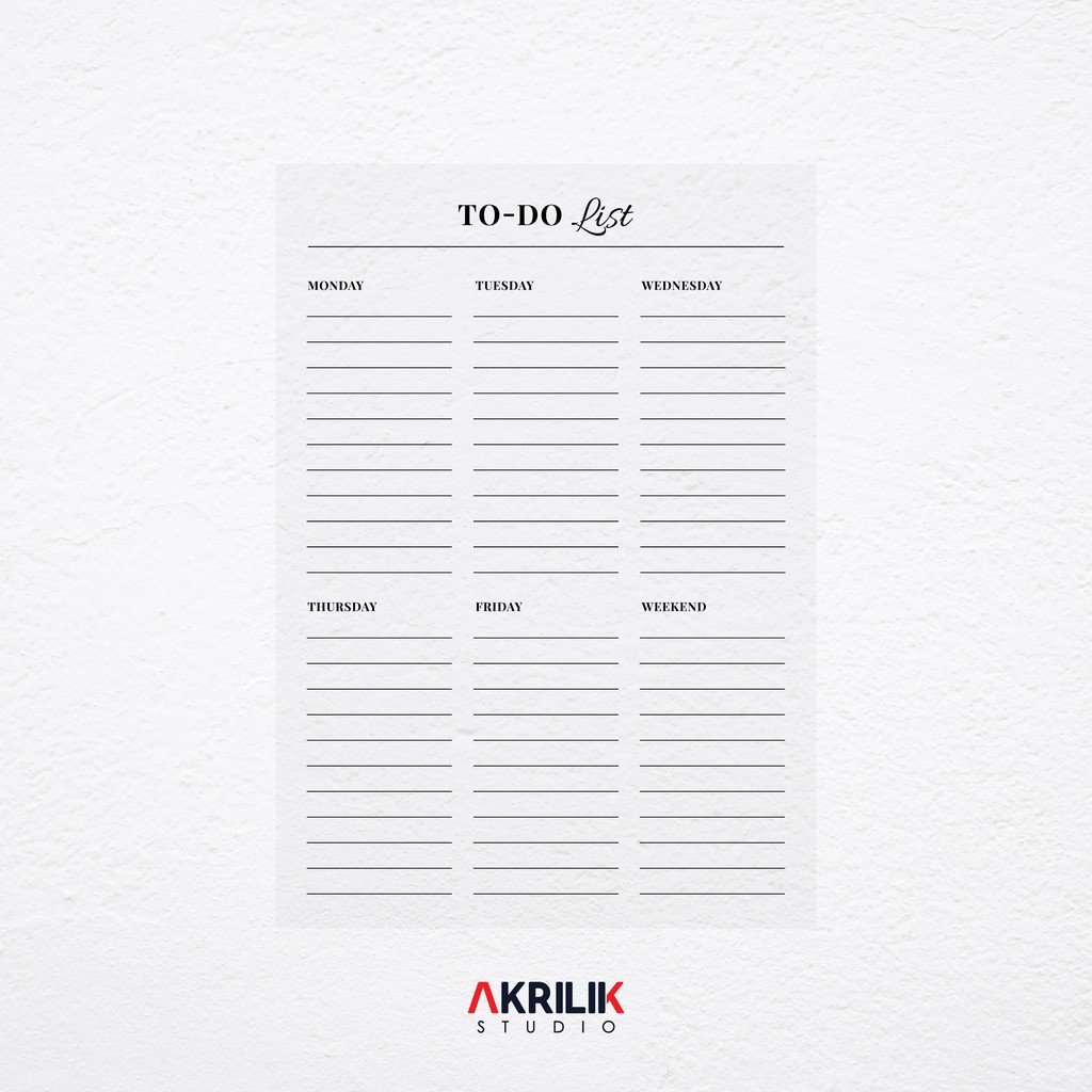 

To Do List Minimalist Weekly Planner Akrilik Wall Planner Dinding Papan Jadwal Calendar Acrylic