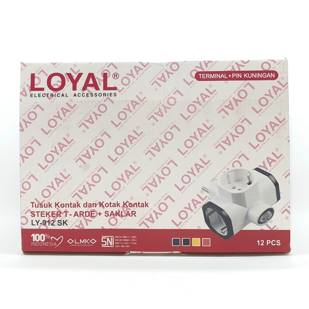 @12 Pcs (1 Kotak) LY-912SK Loyal T Arde Saklar / Steker T Arde Saklar / Colokan Listrik Switch