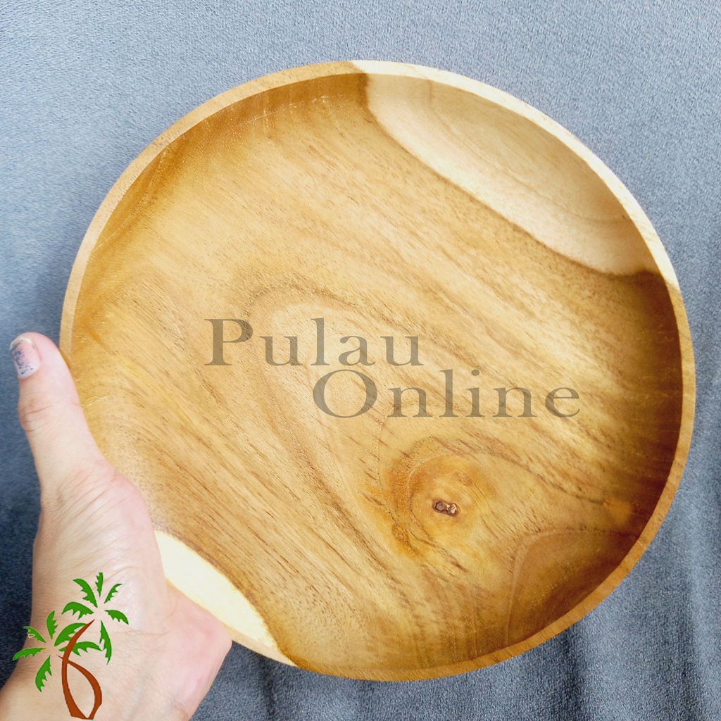 Piring Kayu Jati Bulat 20cm / Piring Liuk Makan Jati / Piring Jati