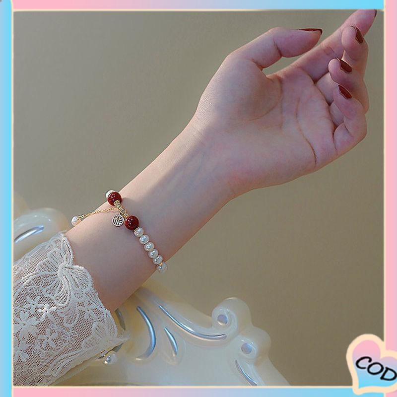 COD❤️Gelang Mutiara Wanita Niche Desain Gelang Retro Gaya Cina Perhiasan Hadiah-A.one