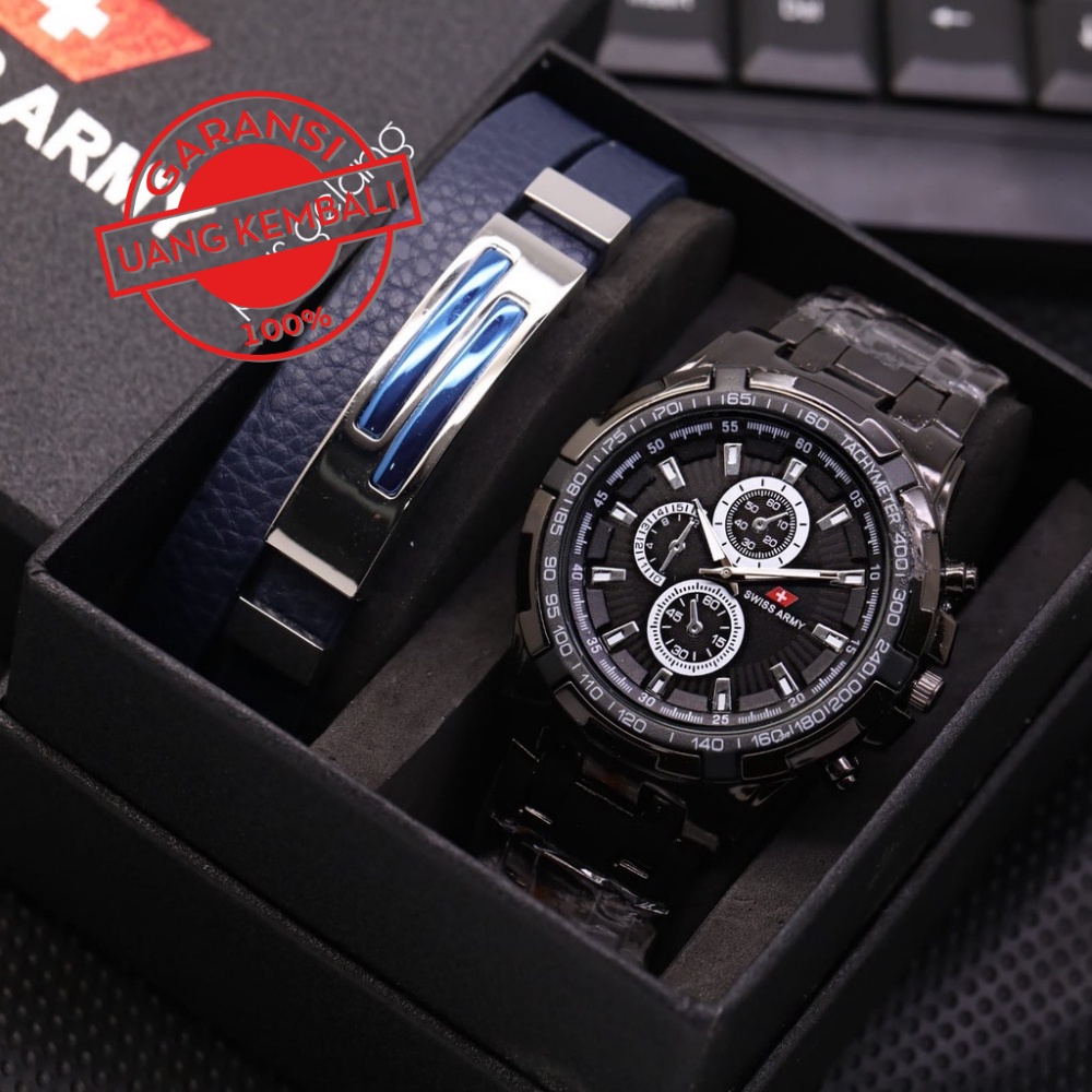 Best Seller! Jam Tangan Pria / Cowok Sporty Fashion 9988Ls Chrono Variasi Free Gelang &amp; Box - COD