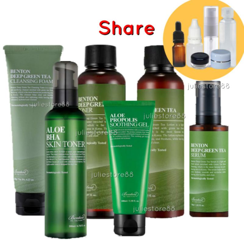 (Share) Benton Aloe Propolis Soothing Gel BHA Toner Deep Green Tea Toner Foam Lotion Serum