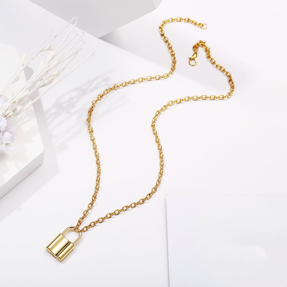 Kalung Rantai Liontin Gembok Gaya Punk Gothic Untuk Pria Dan Wanita