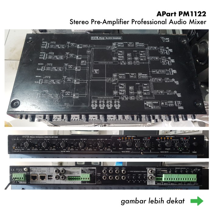 APart PM1122 Stereo Pre Amplifier Professional Audio Mixer Impor Bekas