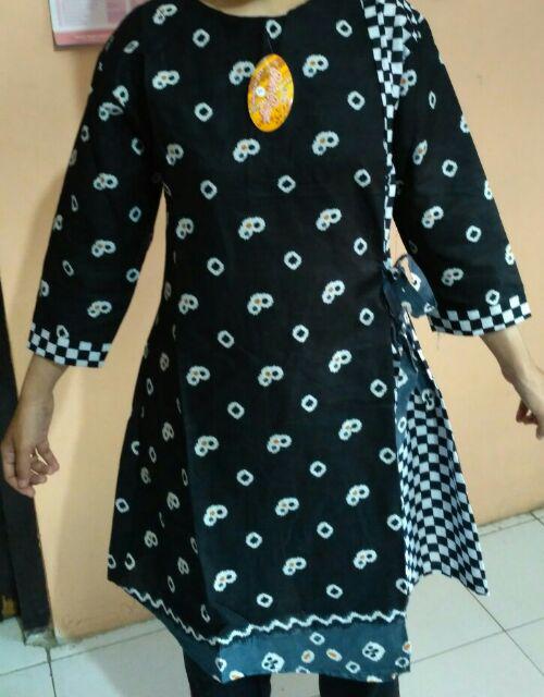 Tunik Batik Solo Cantik Atasan Batik Kantor Berkualitas Batik Wanita Murah Warna Merah Ori