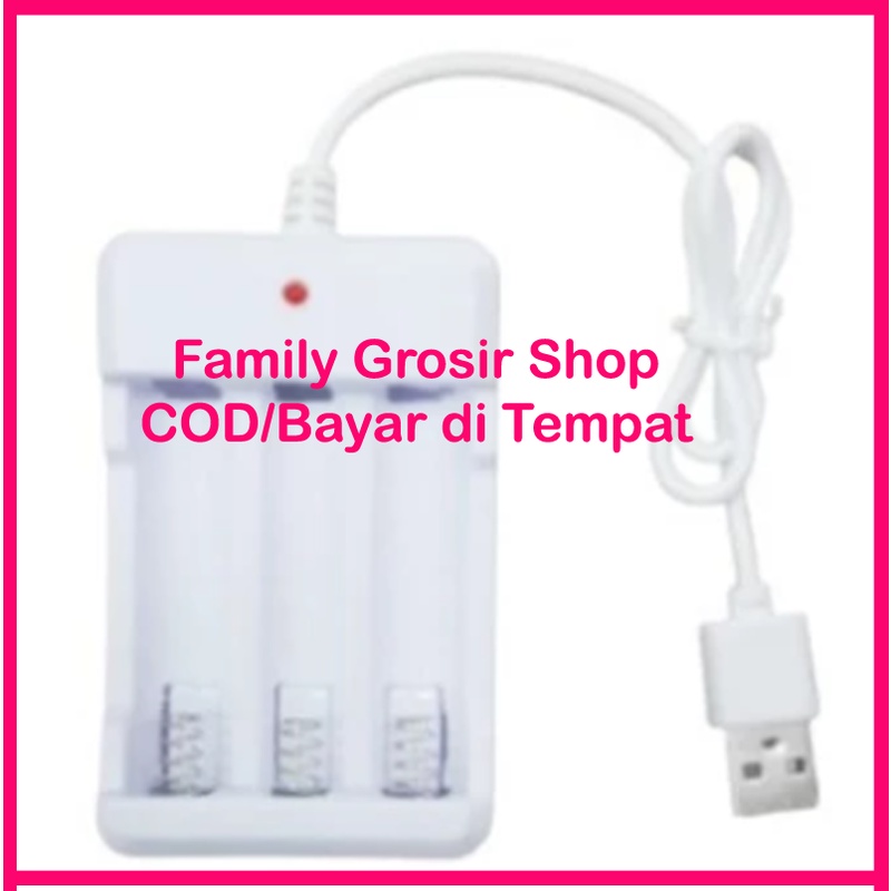 Desktop Charger Baterai Rechargeable A2 A3 AA/AAA 3 Slot Casan Battery Isi Ulang Kabel Usb