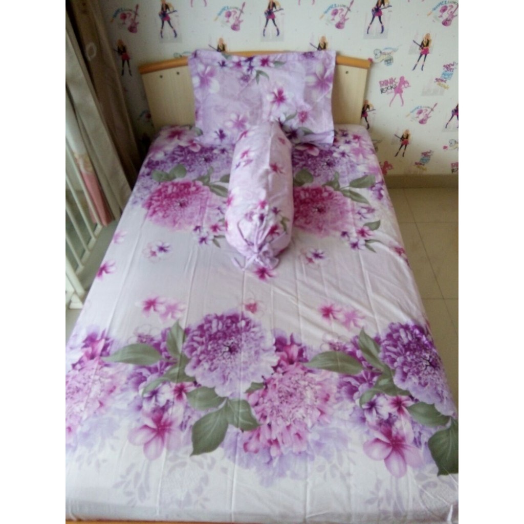 Sprei Motif Bunga Mawar Ungu | Sprei Jepang