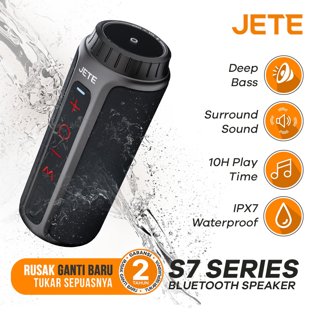 Speaker Bluetooth Portable IPX7 Waterproof JETE S7 Original - Garansi 2 Tahun