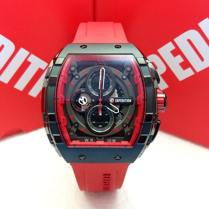 JAM TANGAN PRIA EXPEDITION EXP 6782 RED BLACK ORIGINAL BERGARANSI RESMI