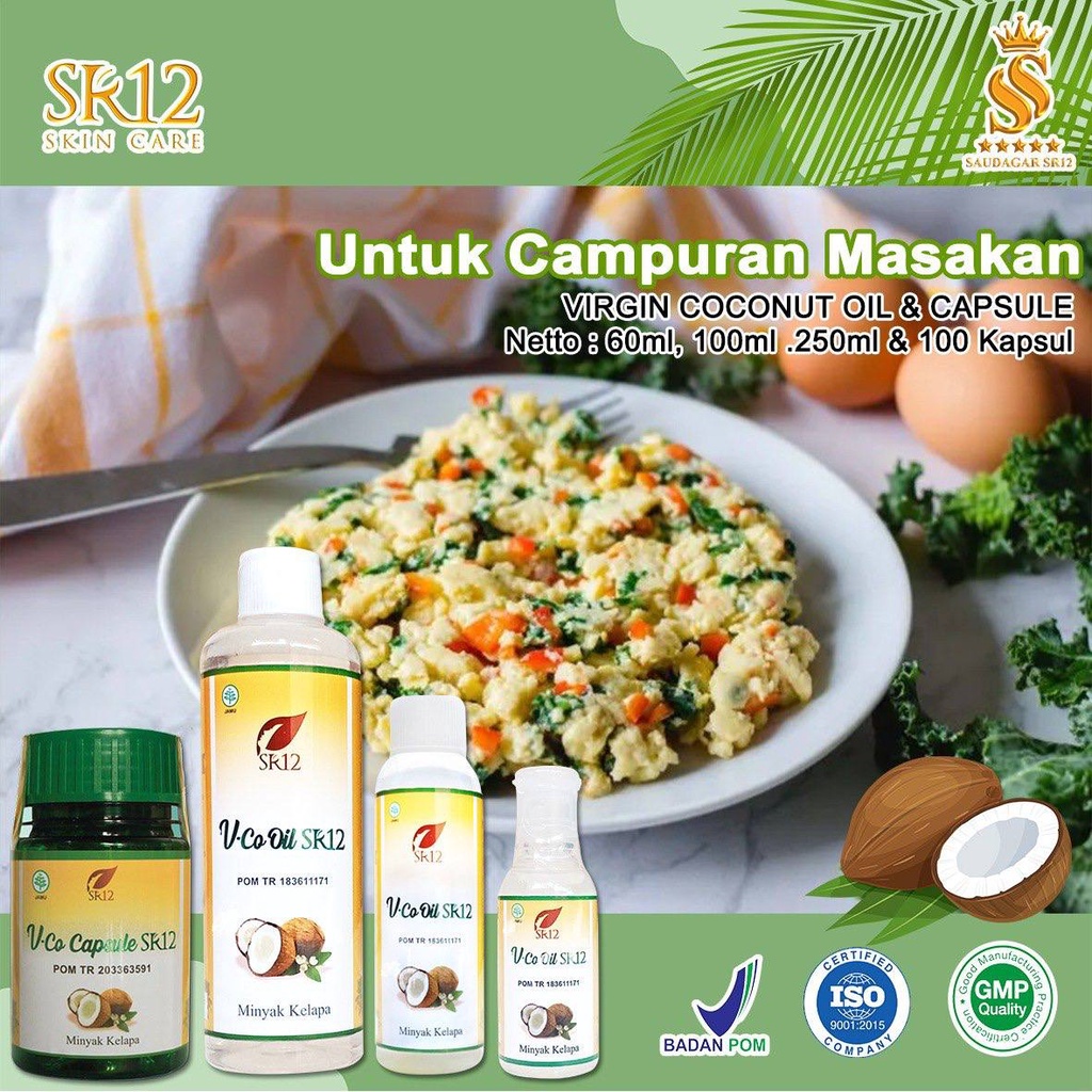 

Vco oil Sr12 Sebagai campuran masakan Minyak kelapa Menambah rasa pada makanan Bpom