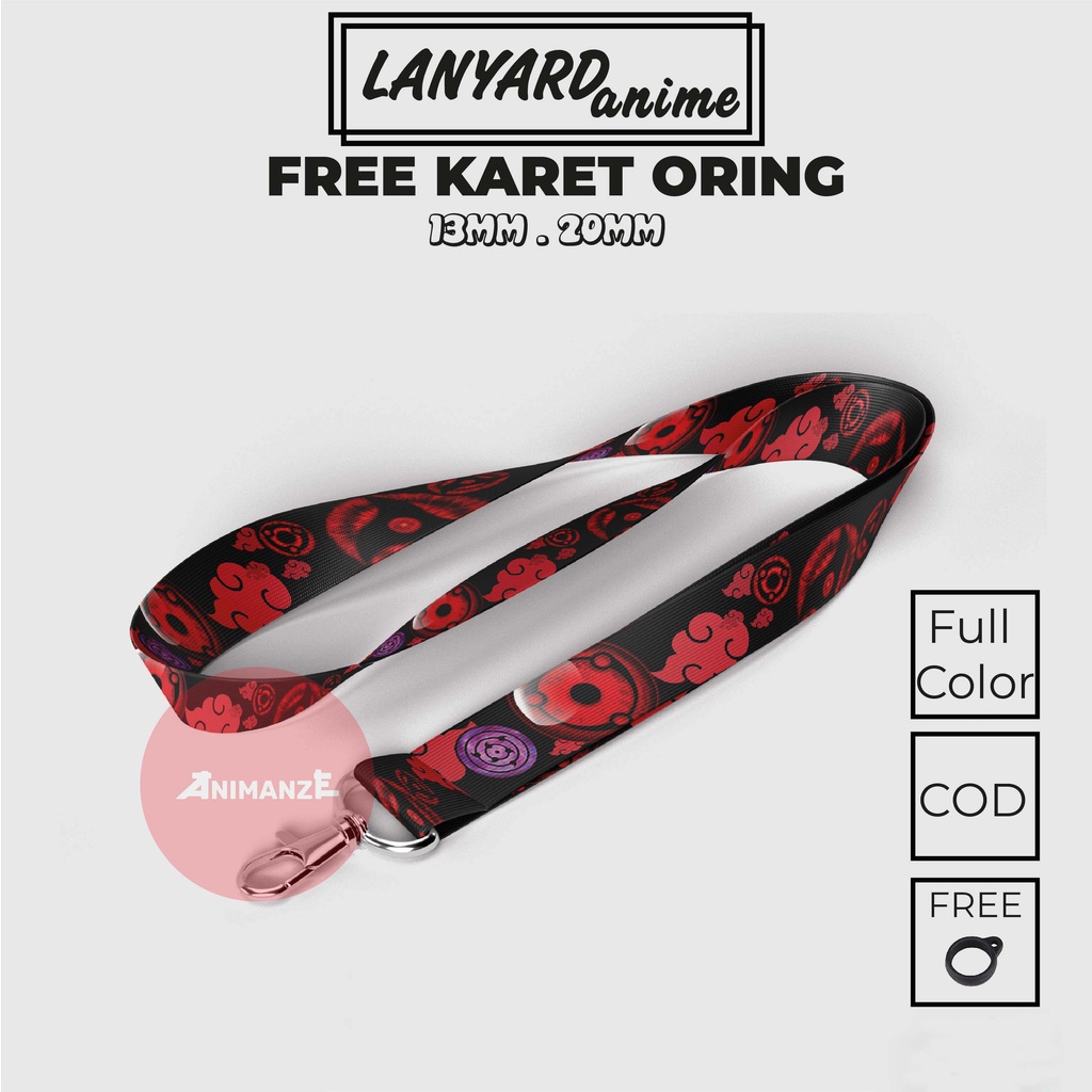 Jual Lanyard Motif Anime Naruto Akatsuki Lanyard Vape Full Collor Free Ring Karet Vape