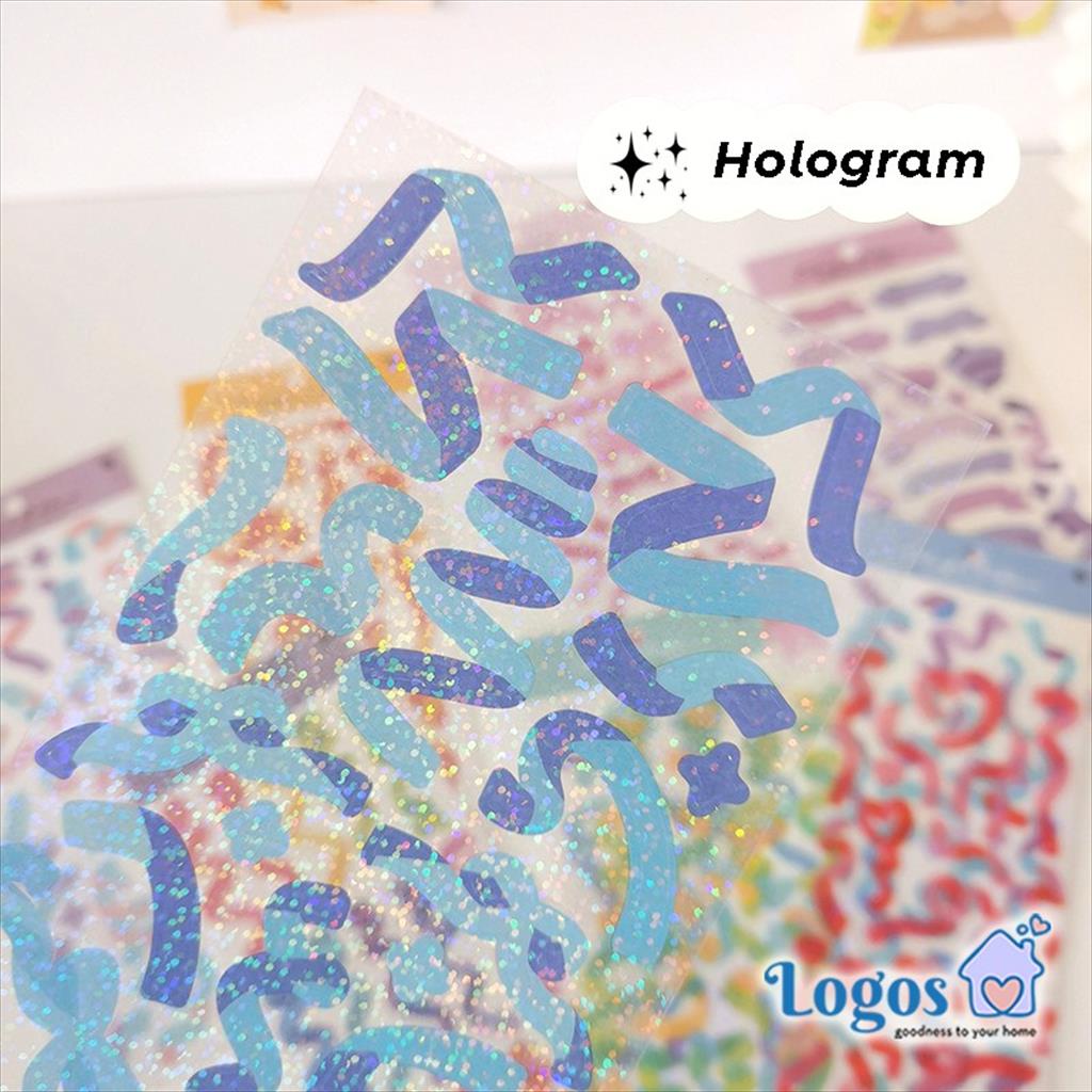 Sticker deco Korea hologram tiker dekorasi scrapbook Colourful