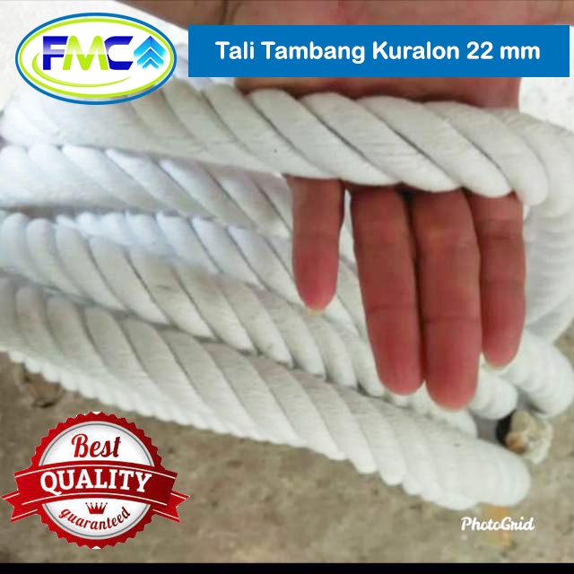 Tali Tambang Katun 22mm 24mm Warna Putih Kuralon Rope Guralon Bahan Asli Import Tampar Pengikat Barang Dekorasi Kerajinan Gantungan Tarik Tambang Outbond Pengaman Safety